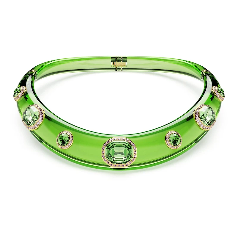 Dulcis choker, Mixed cuts, Green, Gold-tone plated by SWAROVSKI