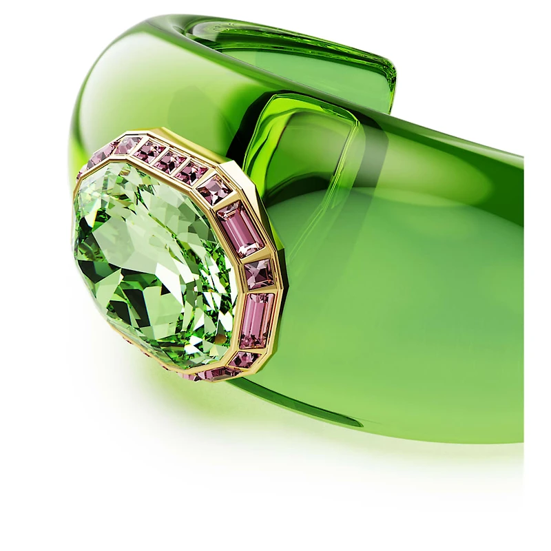 Dulcis cuff, Octagon cut, Green, Gold-tone plated by SWAROVSKI