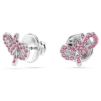 Lifelong Bow stud earrings, Bow, Pink, Rhodium plated by SWAROVSKI