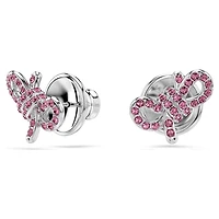 Lifelong Bow stud earrings, Bow, Pink, Rhodium plated by SWAROVSKI