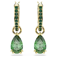 Attract drop earrings, Pear cut, Green, Gold-tone plated by SWAROVSKI