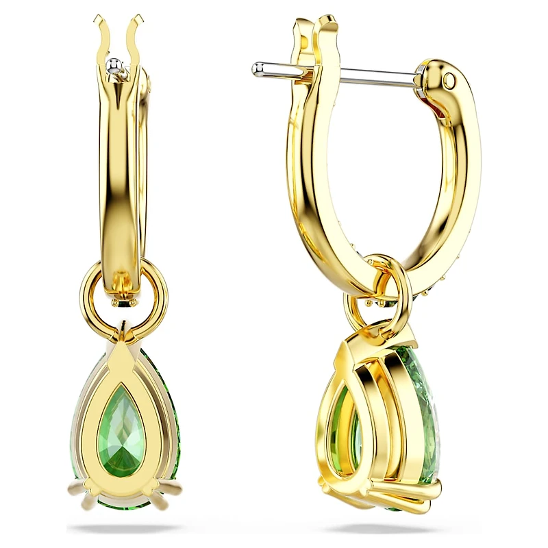 Attract drop earrings, Pear cut, Green, Gold-tone plated by SWAROVSKI
