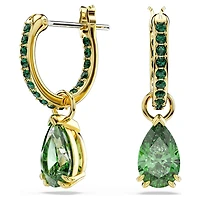 Attract drop earrings, Pear cut, Green, Gold-tone plated by SWAROVSKI