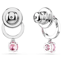 Attract drop earrings, Round cut, Pink, Rhodium plated by SWAROVSKI