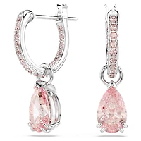 Attract drop earrings, Pear cut, Pink, Rhodium plated by SWAROVSKI