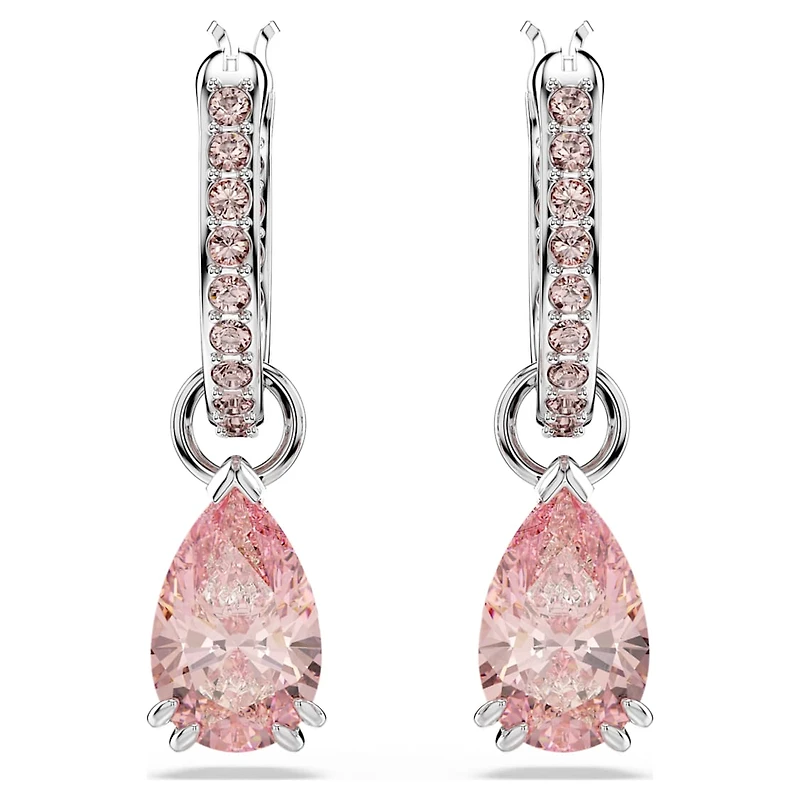 Attract drop earrings, Pear cut, Pink, Rhodium plated by SWAROVSKI