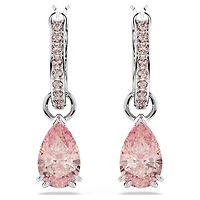 Attract drop earrings, Pear cut, Pink, Rhodium plated by SWAROVSKI