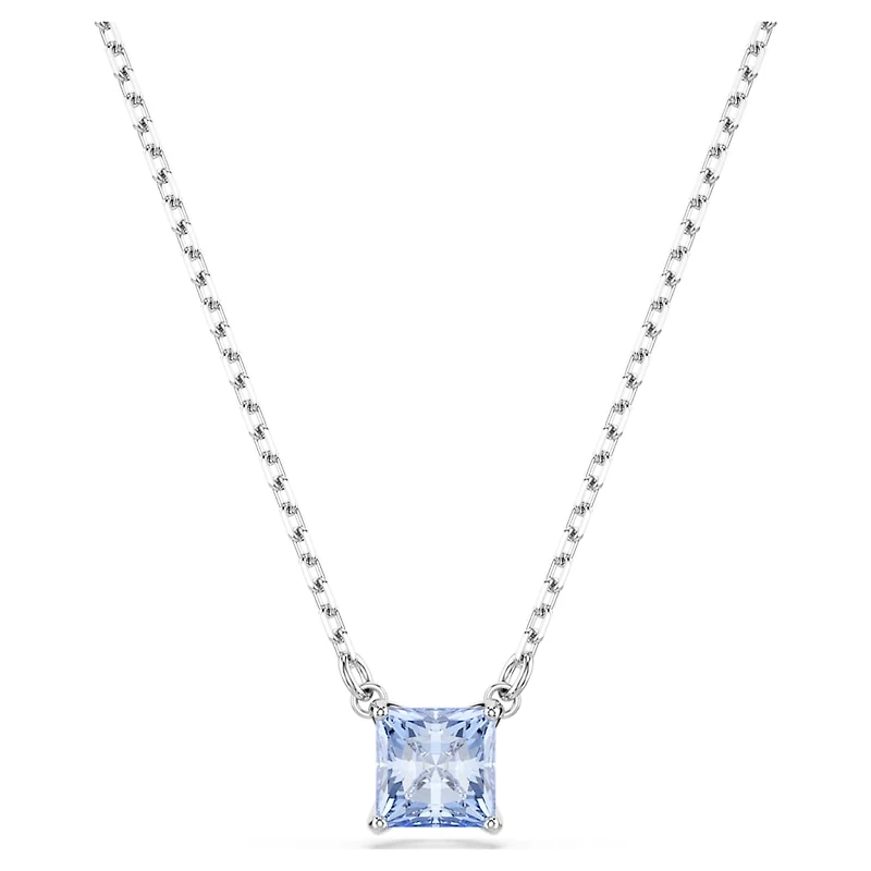 Matrix pendant, Square cut, Blue, Rhodium plated by SWAROVSKI