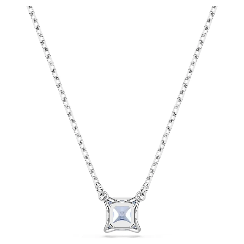 Matrix pendant, Square cut, Blue, Rhodium plated by SWAROVSKI