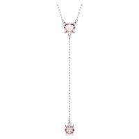 Attract Y necklace, Round cut, Pink, Rhodium plated by SWAROVSKI
