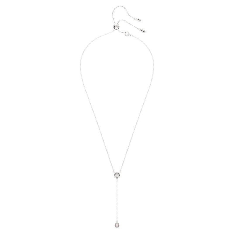 Attract Y necklace, Round cut, Pink, Rhodium plated by SWAROVSKI