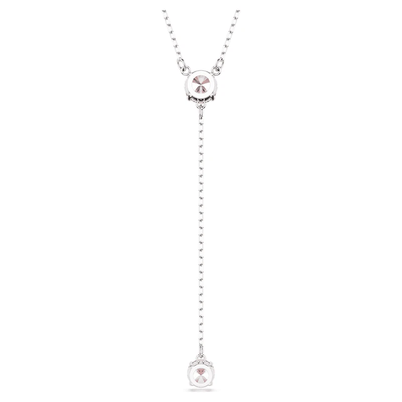 Attract Y necklace, Round cut, Pink, Rhodium plated by SWAROVSKI