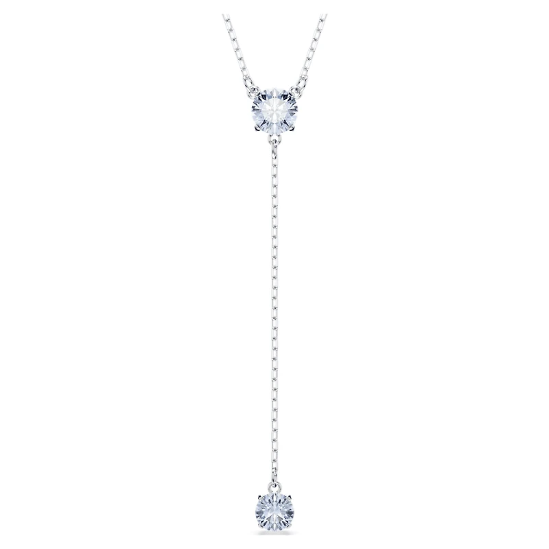 Attract Y necklace, Round cut, Blue, Rhodium plated by SWAROVSKI