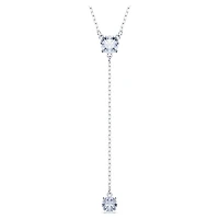 Attract Y necklace, Round cut, Blue, Rhodium plated by SWAROVSKI