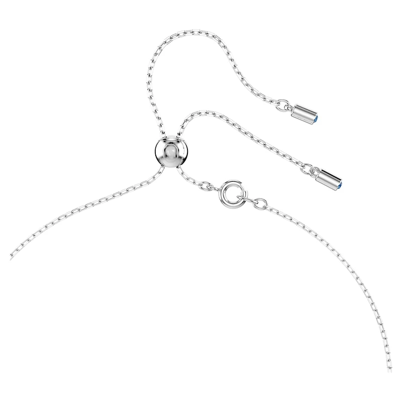 Attract Y necklace, Round cut, Blue, Rhodium plated by SWAROVSKI