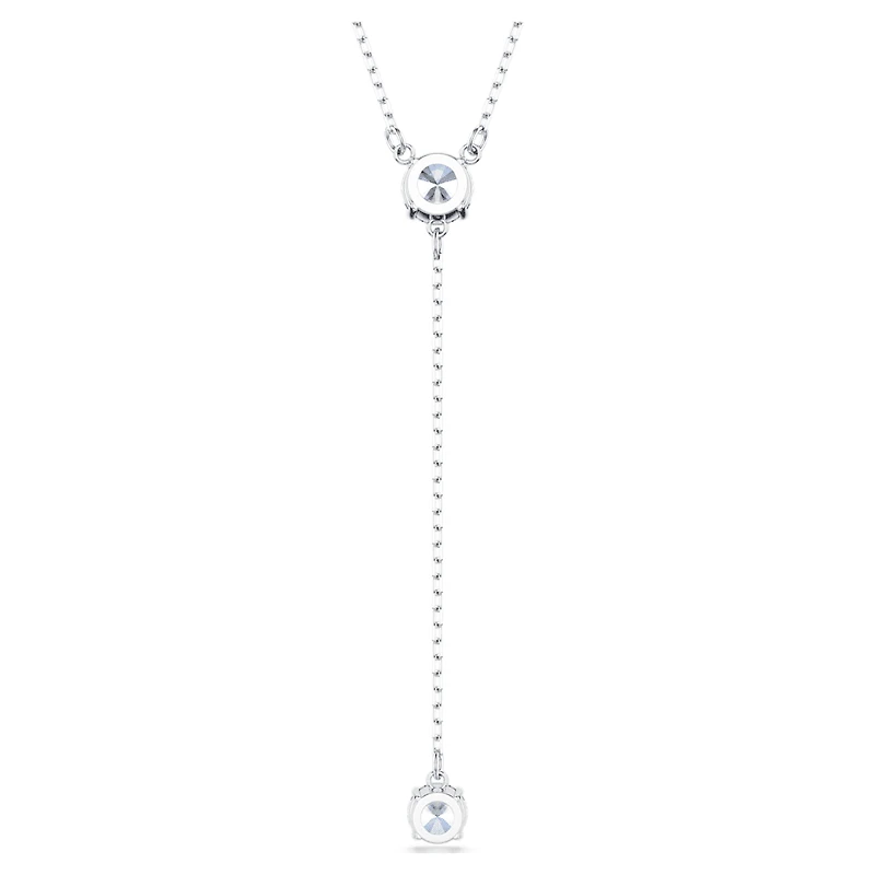 Attract Y necklace, Round cut, Blue, Rhodium plated by SWAROVSKI