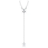 Attract Y necklace, Round cut, Blue, Rhodium plated by SWAROVSKI