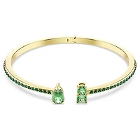 Matrix cuff, Mixed cuts, Green, Gold-tone plated by SWAROVSKI