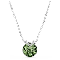 Bella V pendant, Round cut, Green, Rhodium plated by SWAROVSKI
