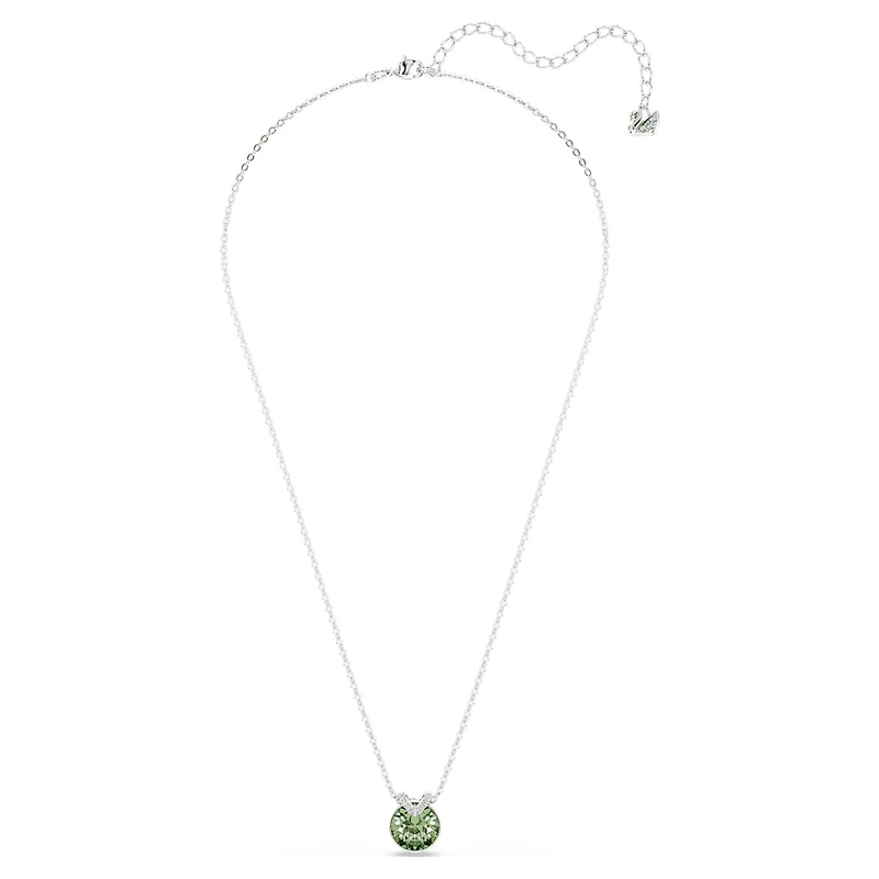 Bella V pendant, Round cut, Green, Rhodium plated by SWAROVSKI
