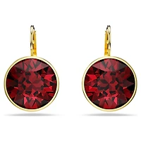 Bella drop earrings, Round cut, Red, Gold-tone plated by SWAROVSKI