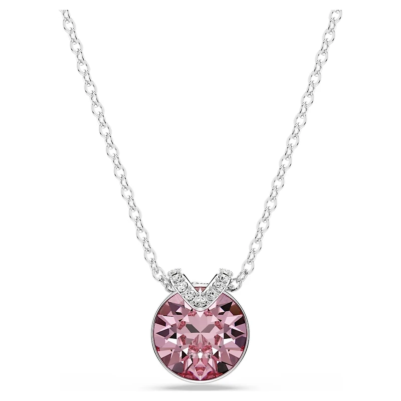 Bella V pendant, Round cut, Pink