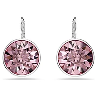 Bella drop earrings, Round cut, Pink, Rhodium plated by SWAROVSKI