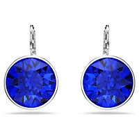Bella drop earrings, Round cut, Blue, Rhodium plated by SWAROVSKI