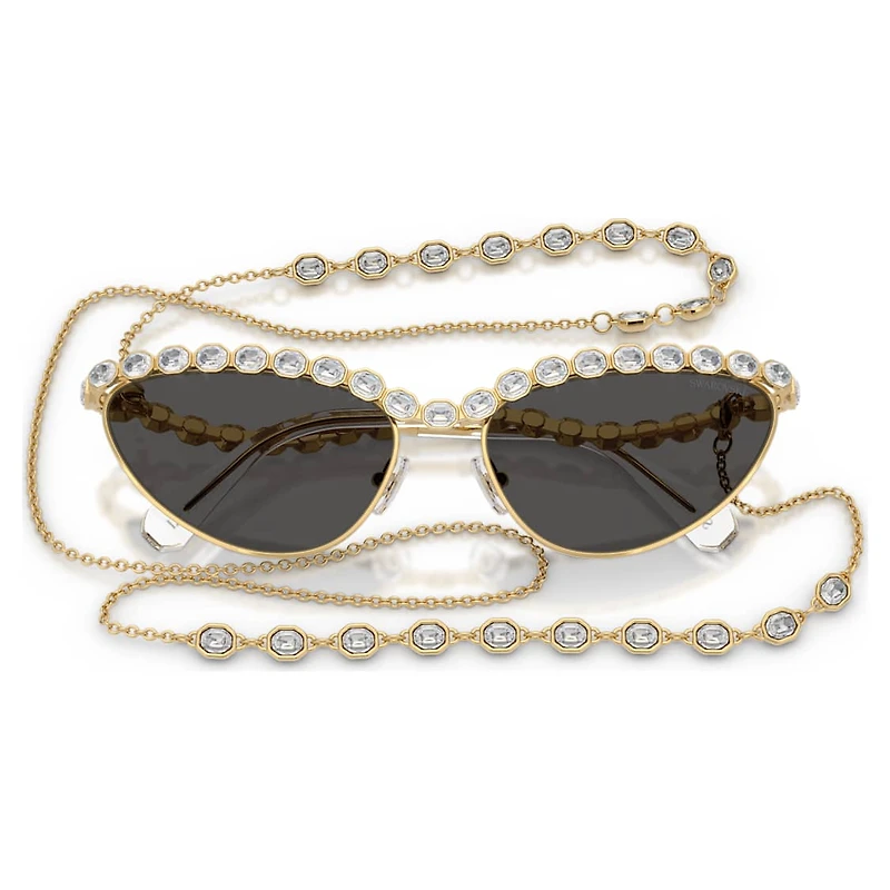 Sunglasses, Cat-eye shape, Chain, Gray by SWAROVSKI