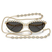 Sunglasses, Cat-eye shape, Chain, Gray by SWAROVSKI