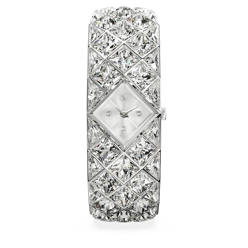 Curiosa bangle watch, Crystal bracelet, Silver Tone, Stainless steel by SWAROVSKI