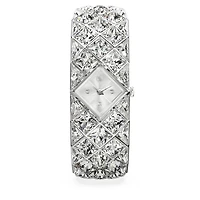 Curiosa bangle watch, Crystal bracelet, Silver Tone, Stainless steel by SWAROVSKI