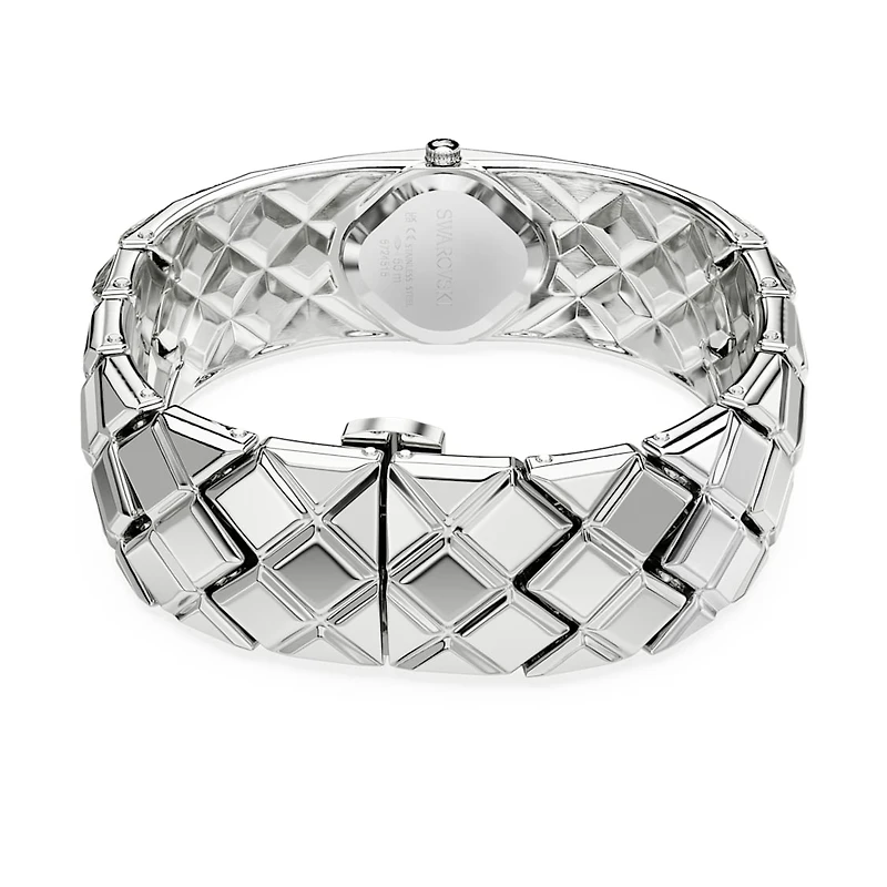 Curiosa bangle watch, Crystal bracelet, Silver Tone, Stainless steel by SWAROVSKI