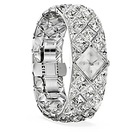 Curiosa bangle watch, Crystal bracelet, Silver Tone, Stainless steel by SWAROVSKI