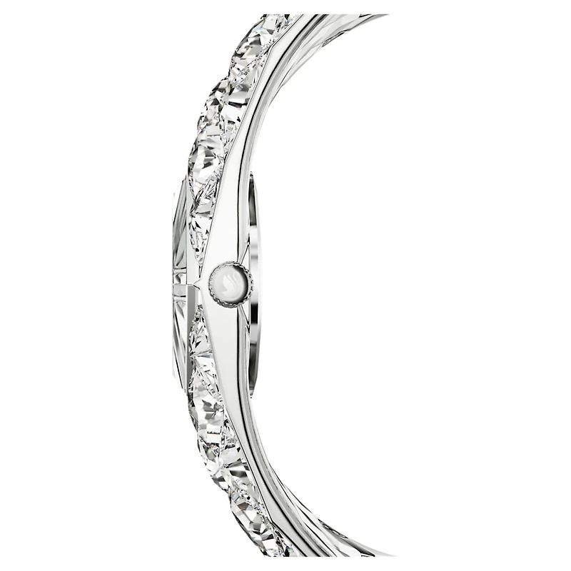 Curiosa bangle watch, Crystal bracelet, Silver Tone, Stainless steel by SWAROVSKI