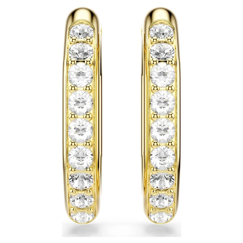 Dextera hoop earrings, Octagon shape, Round cut, Medium, White, Gold-tone plated by SWAROVSKI