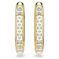 Dextera hoop earrings, Octagon shape, Round cut, Medium, White, Gold-tone plated by SWAROVSKI