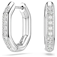 Dextera hoop earrings, Octagon shape, Round cut, Small, White