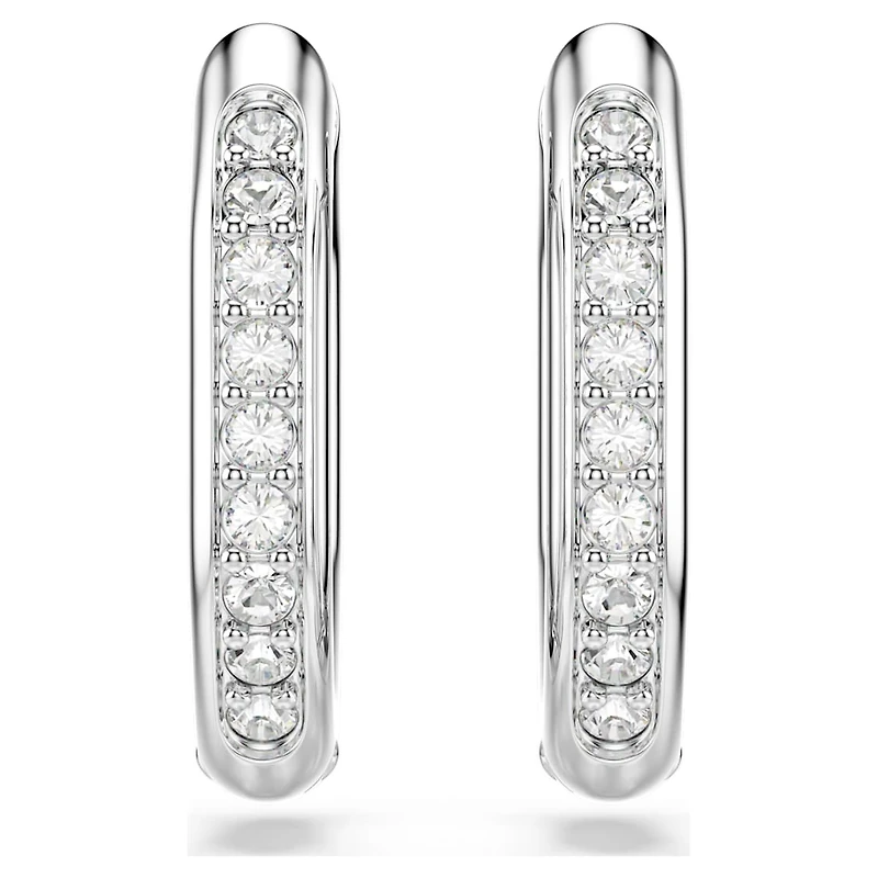 Dextera hoop earrings, Octagon shape, Round cut, White, Rhodium plated by SWAROVSKI