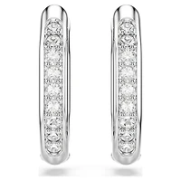 Dextera hoop earrings, Octagon shape, Round cut, White, Rhodium plated by SWAROVSKI