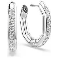 Dextera hoop earrings, Octagon shape, Round cut, Small, White