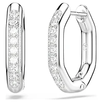 Dextera hoop earrings, Octagon shape, Round cut, White, Rhodium plated by SWAROVSKI
