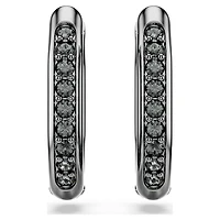Dextera hoop earrings, Octagon shape, Round cut, Black, Ruthenium plated by SWAROVSKI
