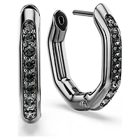 Dextera hoop earrings, Octagon shape, Round cut, Black, Ruthenium plated by SWAROVSKI