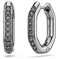 Dextera hoop earrings, Octagon shape, Round cut, Small, White