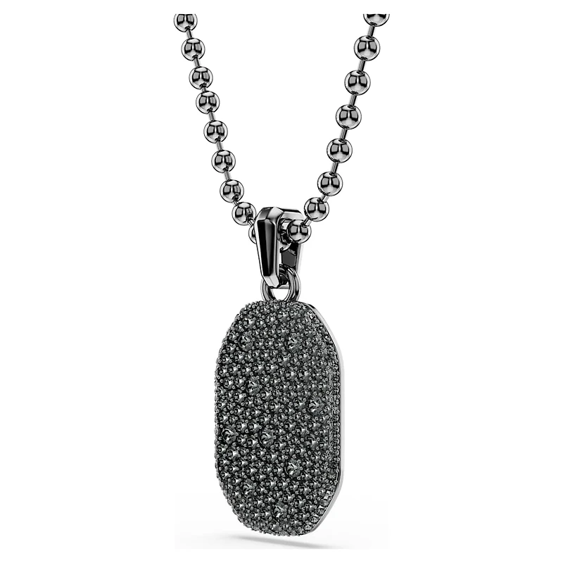 Dextera pendant, Octagon shape, Round cut, Black, Ruthenium plated by SWAROVSKI