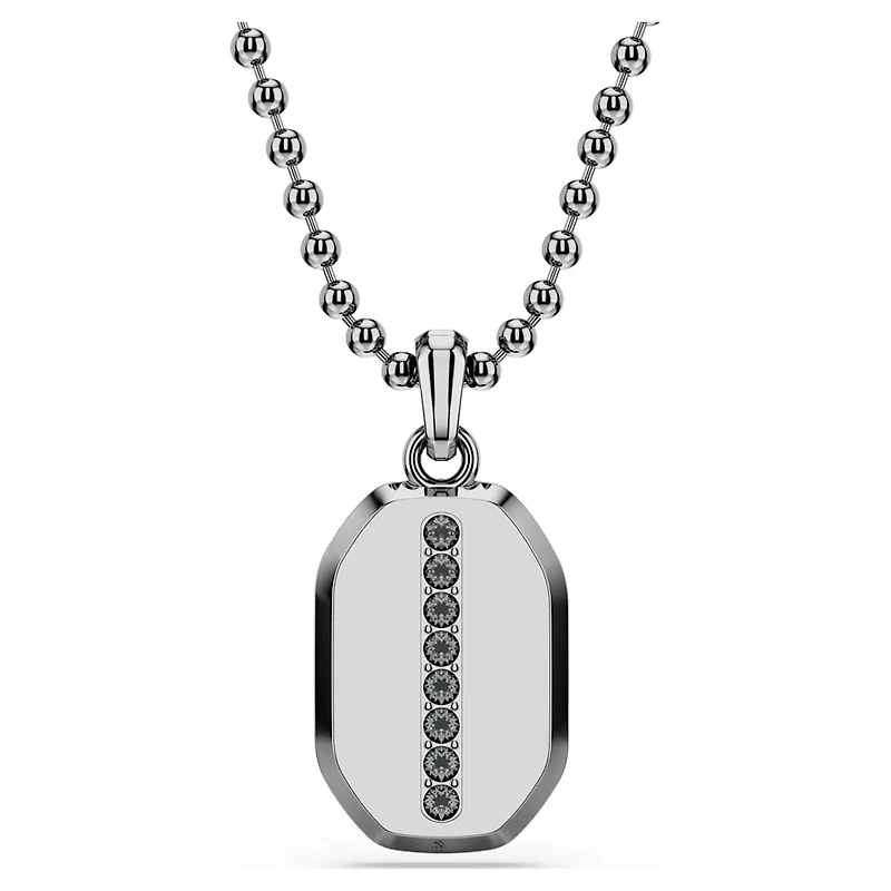 Dextera pendant, Octagon shape, Round cut, Black, Ruthenium plated by SWAROVSKI