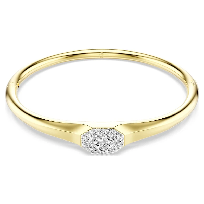Dextera bangle, Round cut, White, Gold-tone plated by SWAROVSKI
