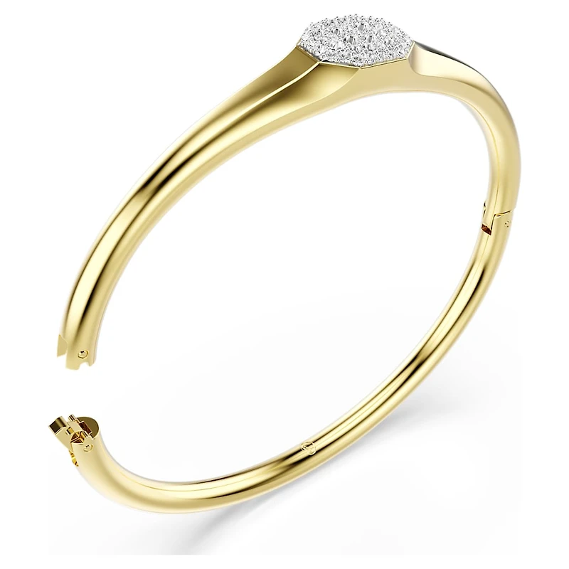 Dextera bangle, Round cut, White, Gold-tone plated by SWAROVSKI