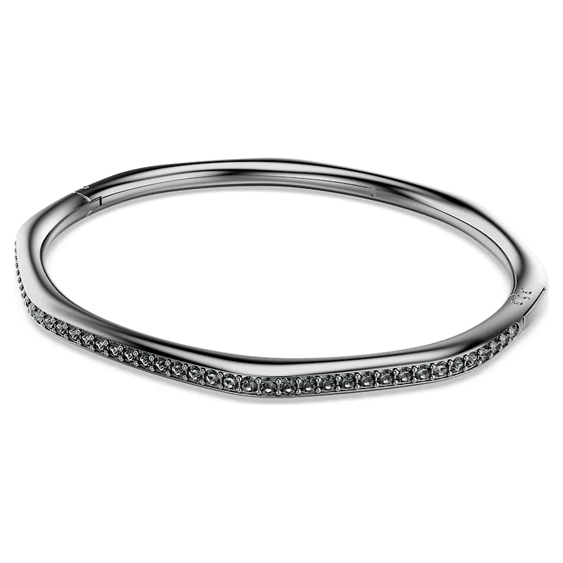 Dextera bangle, Octagon shape, Round cut, White, Ruthenium plated by SWAROVSKI